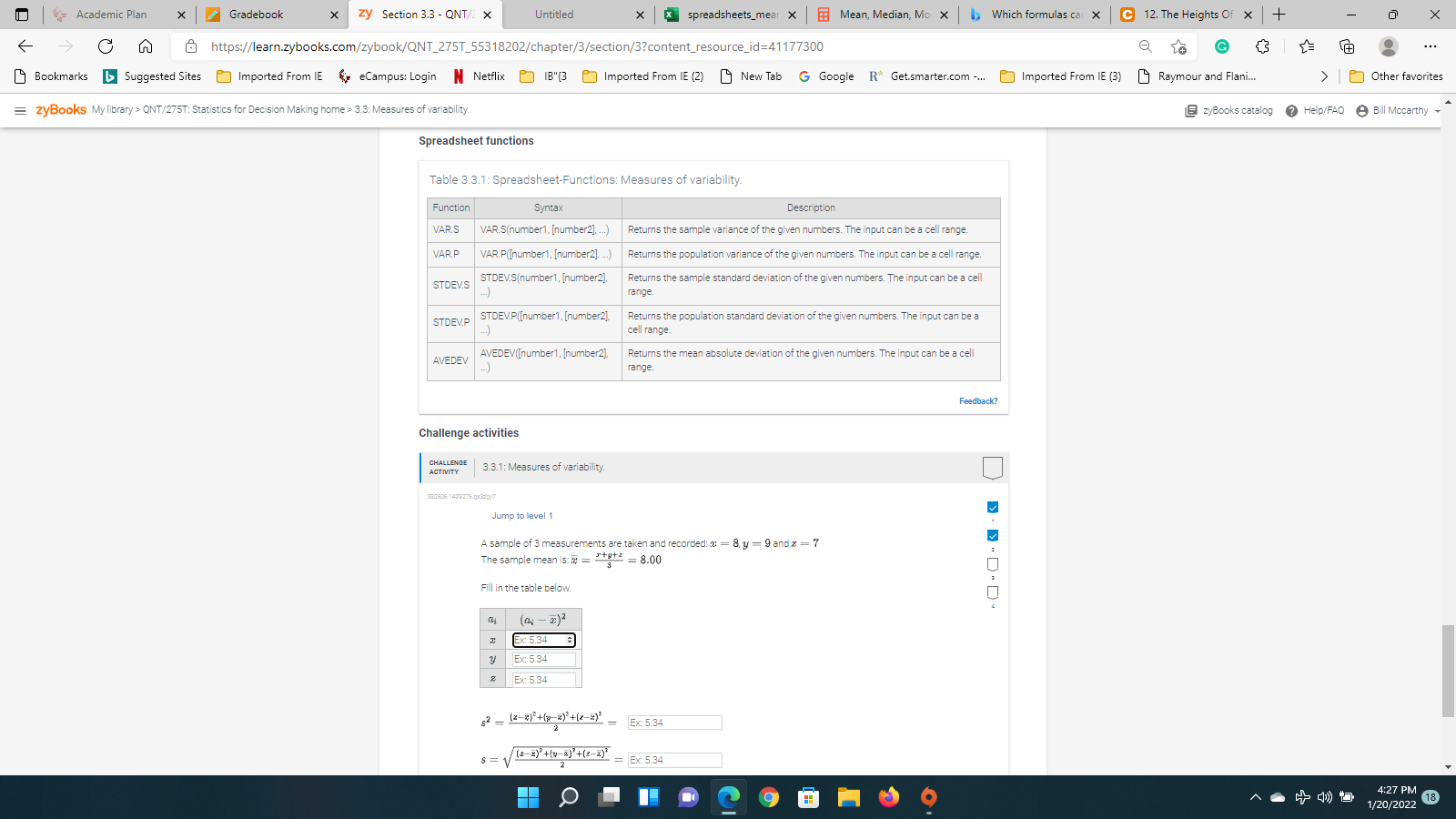 D Academic Plan Gradebook X zy Section 3.3 -