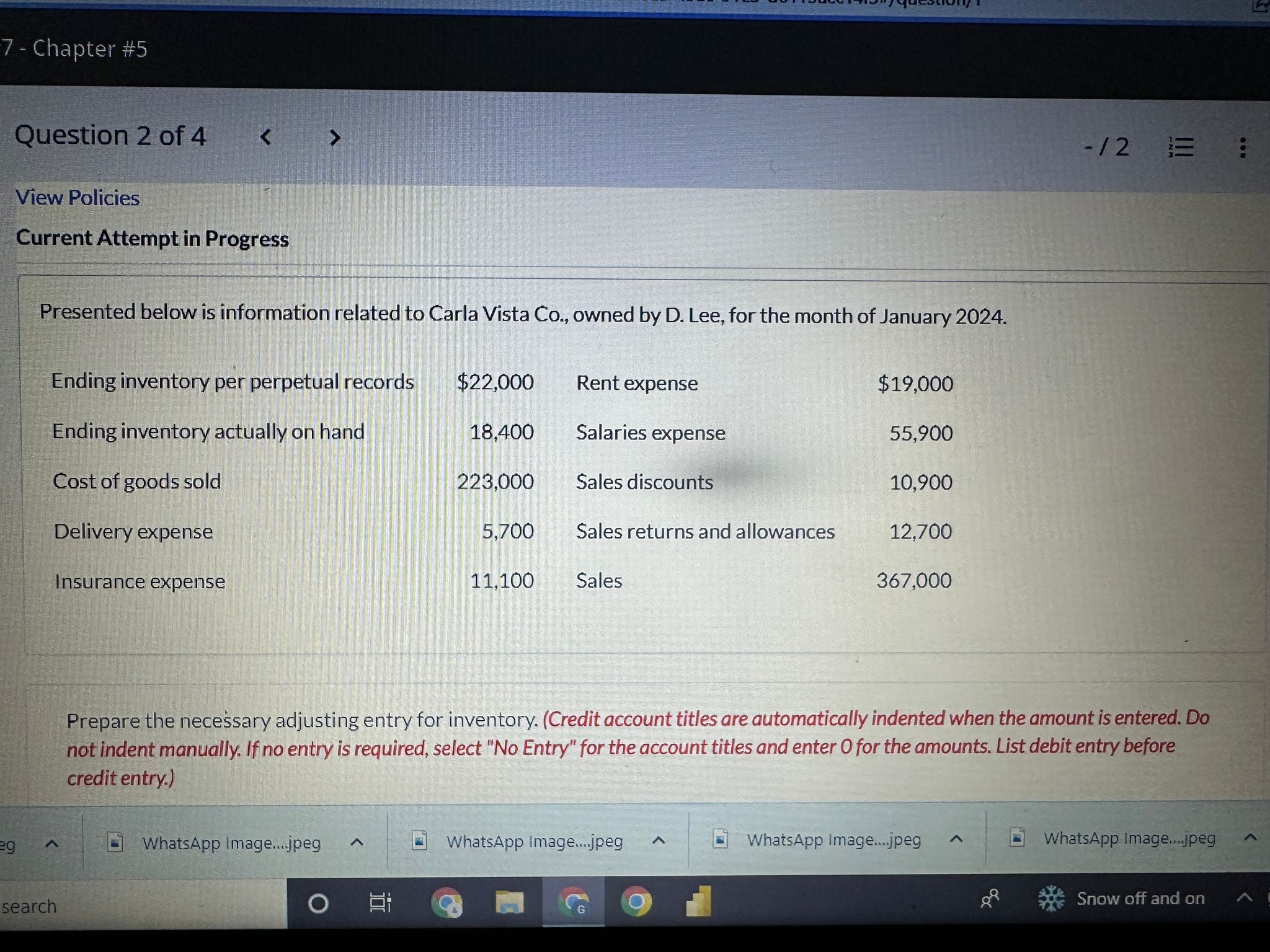 7 - Chapter #5 Question 2 of 4 < - 12 3 : View