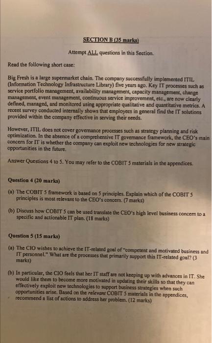 SECTION B (35 marks Attempt ALL questions in this