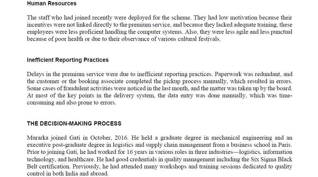 1. Determine whether Gati's current express