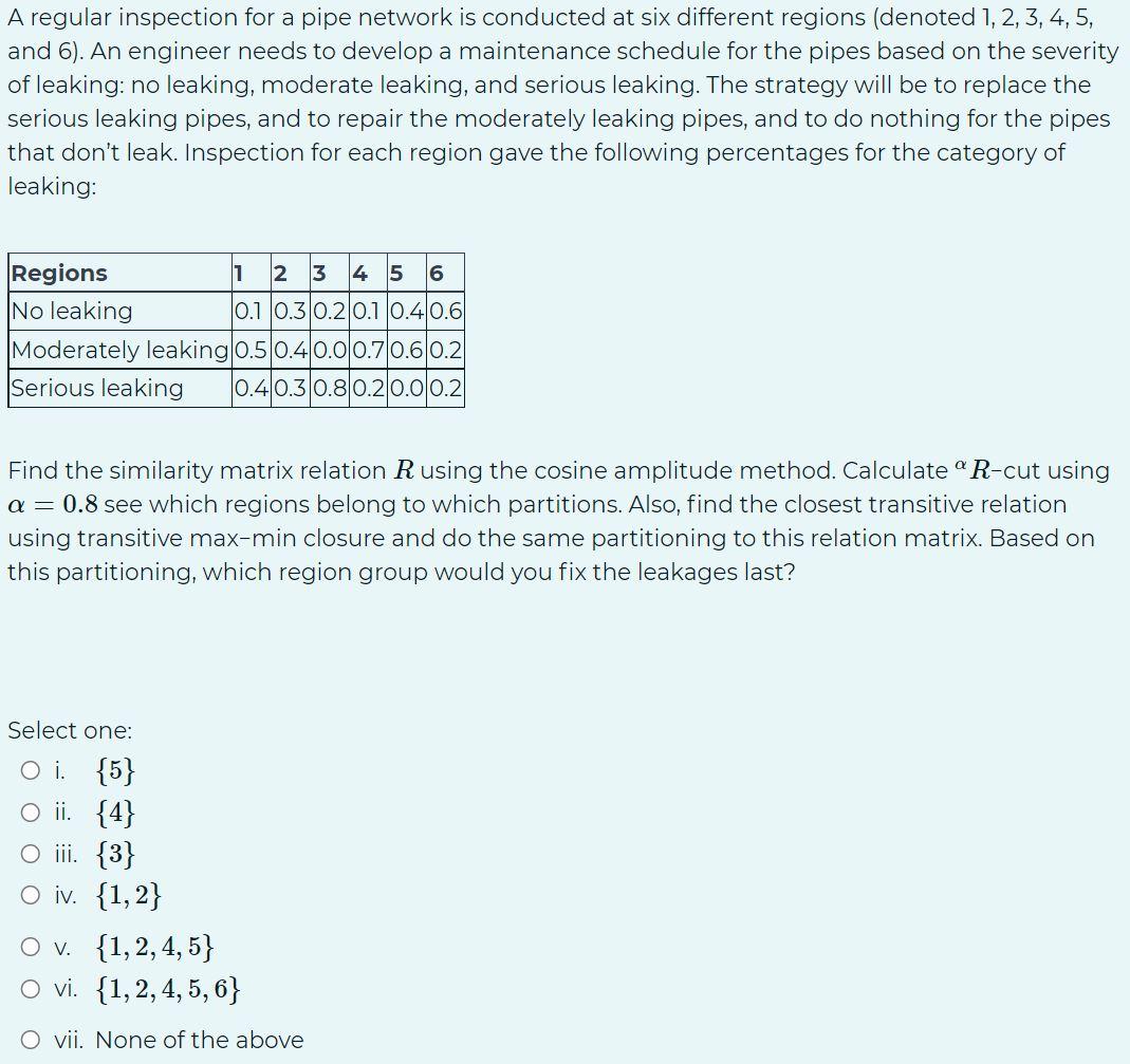A regular inspection for a pipe network is