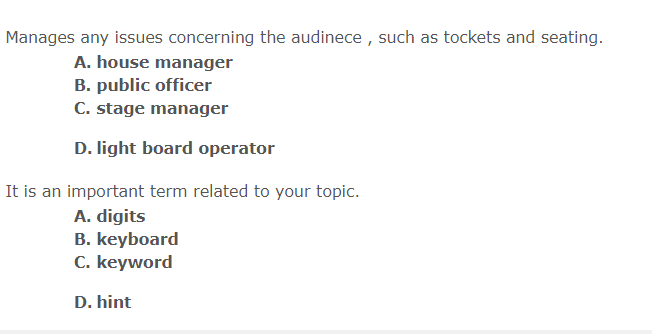 Manages any issues concerning the audinece , such