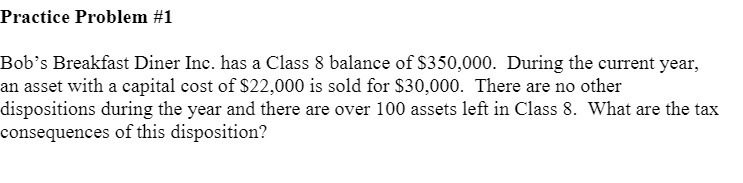 Practice Problem #1 Bob's Breakfast Diner Inc.