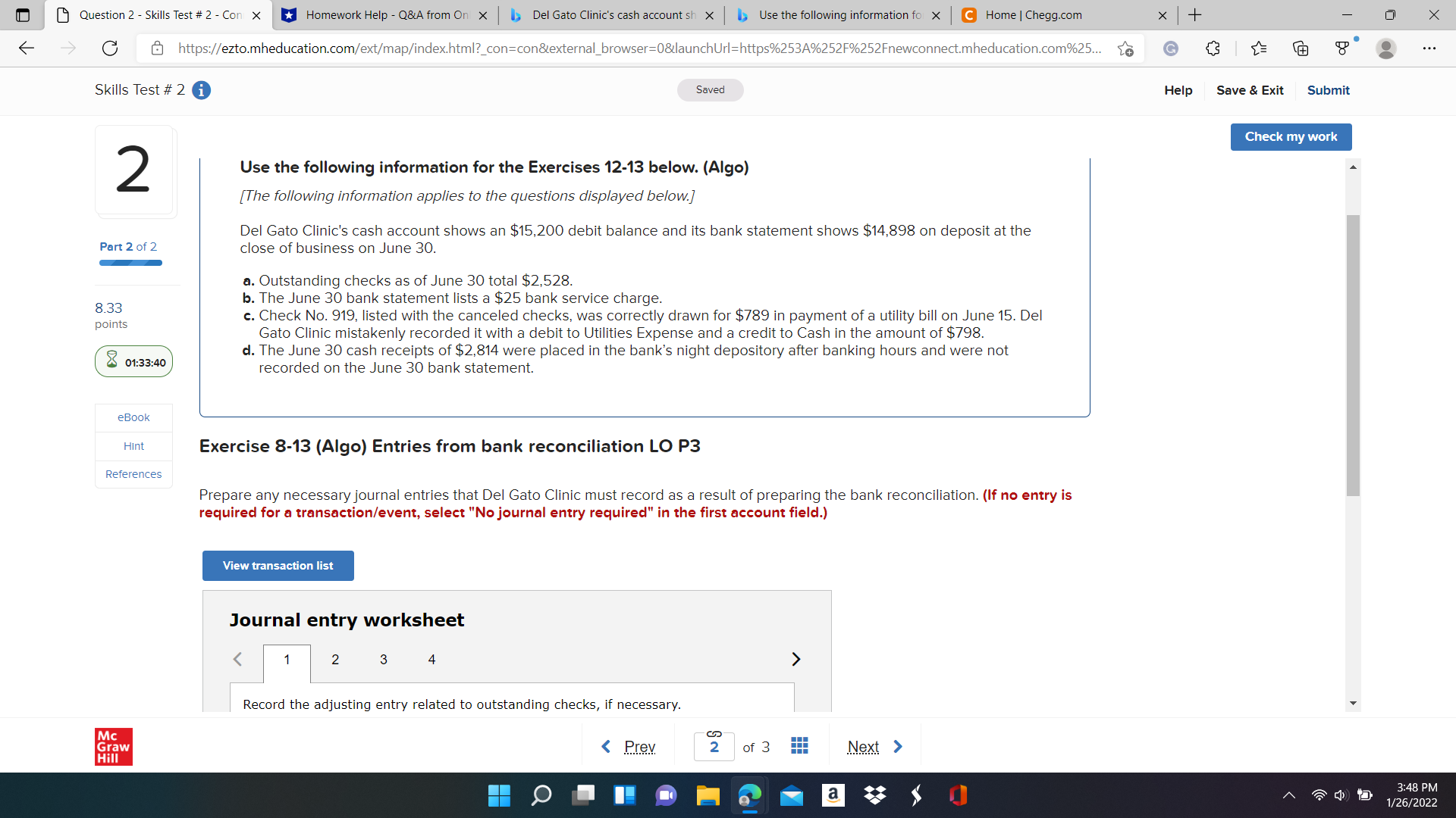 Question 2 - Skills Test # 2 - Con X *Homework