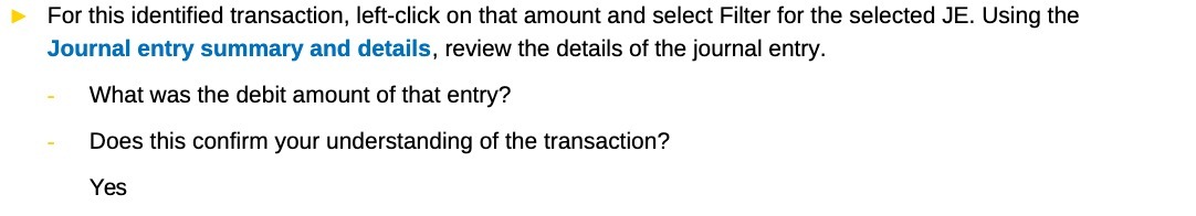 For this identified transaction, left-click on