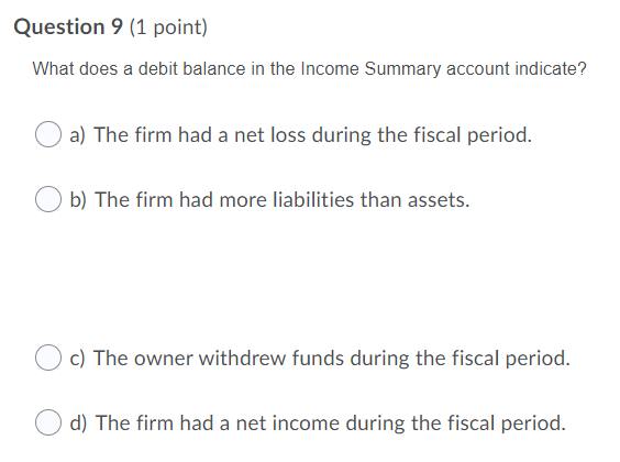 Question 1 (1 point) What does a balance sheet