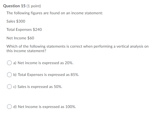 Question 1 (1 point) What does a balance sheet