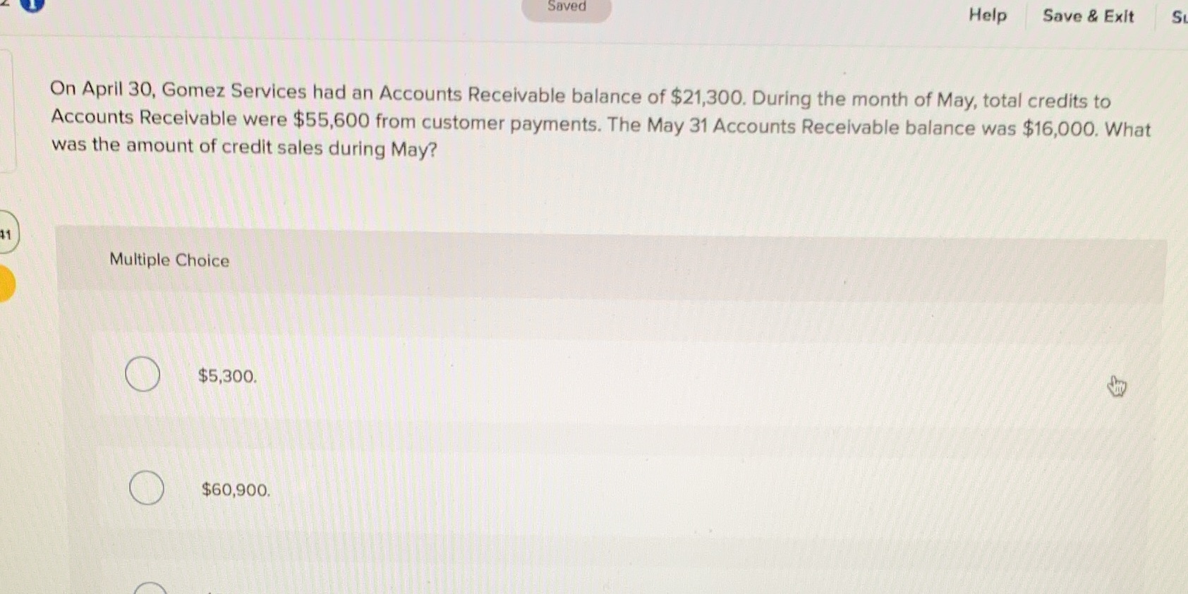 Saved Help Save & Exit S On April 30, Gomez