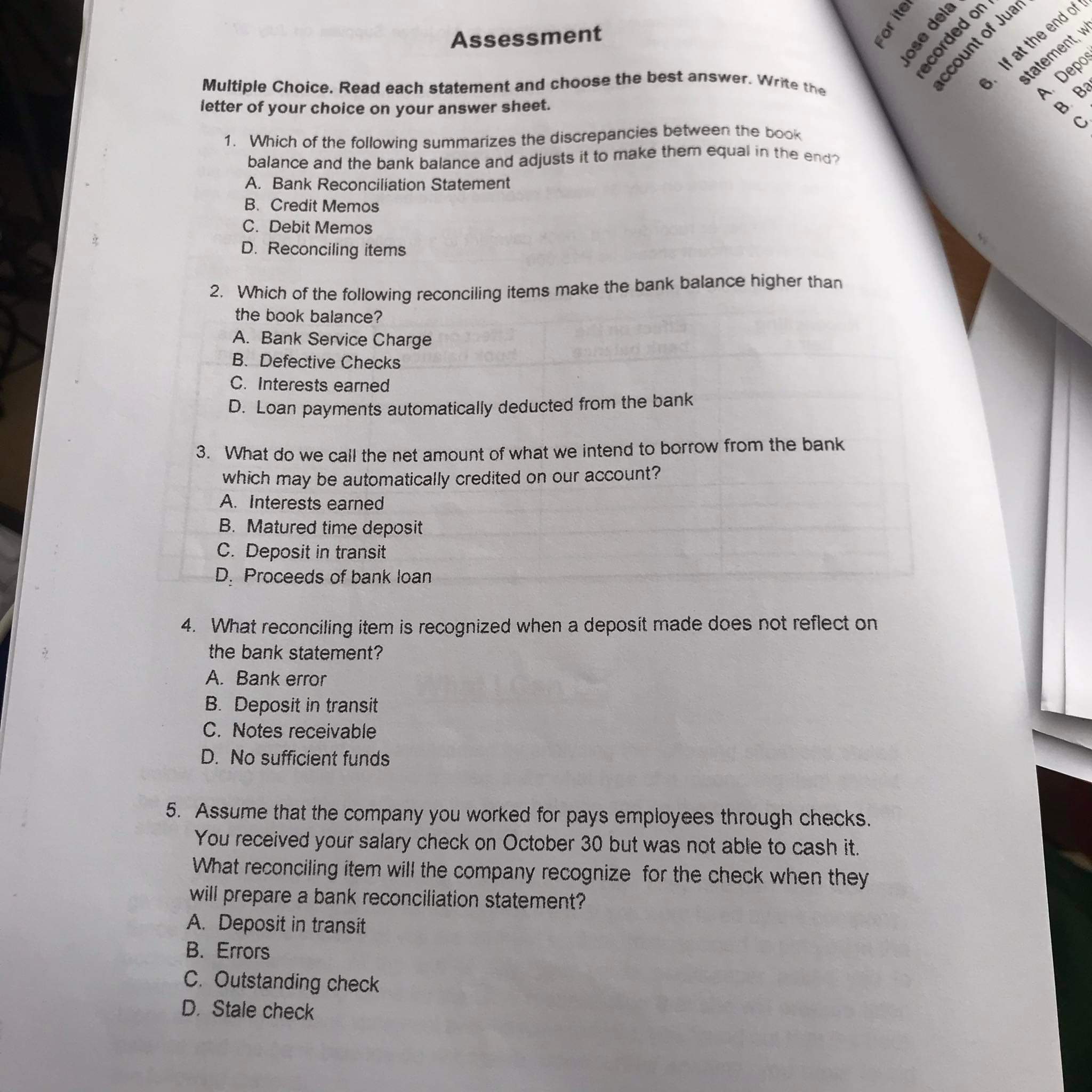 Please answer the activity and most important