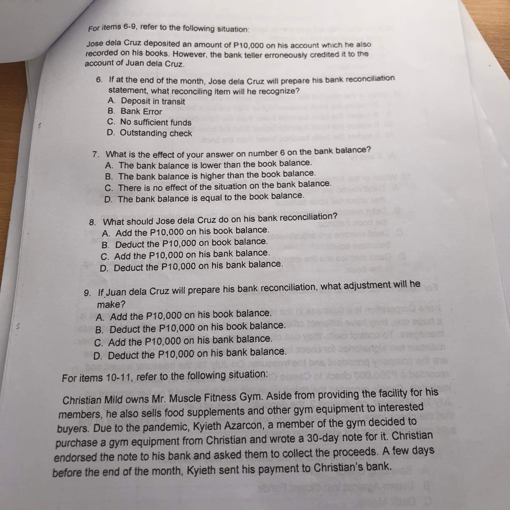 Please answer the activity and most important