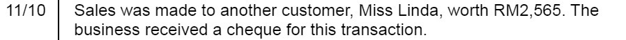 11f10 Sales was made to another customer, Miss