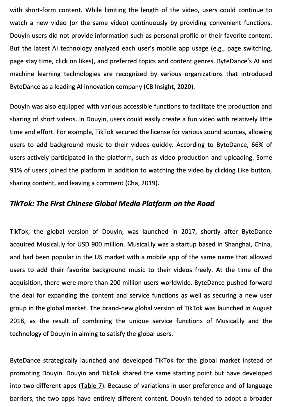 ByteDance: TikTok and Douyin in Online Streaming