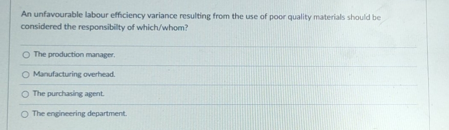 please find An unfavourable labour efficiency