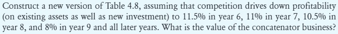 Construct a new version of Table 4.8, assuming