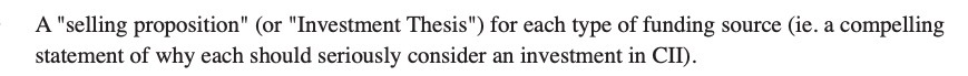 A \" selling proposition" (or \"Investment