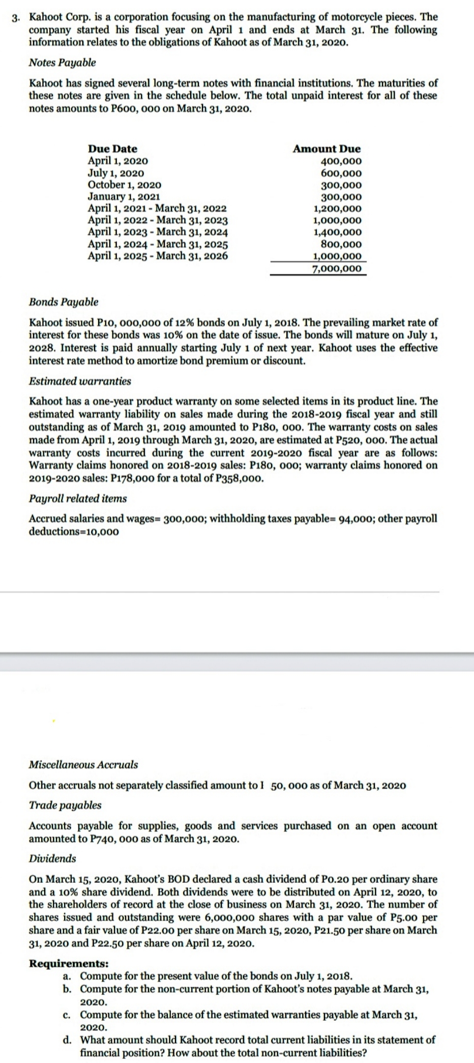 audit of liabilities 3. Kahoot Corp. is a