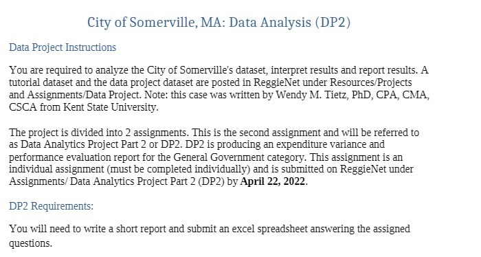 City of Somerville, MA: Data Analysis (DP2) Data