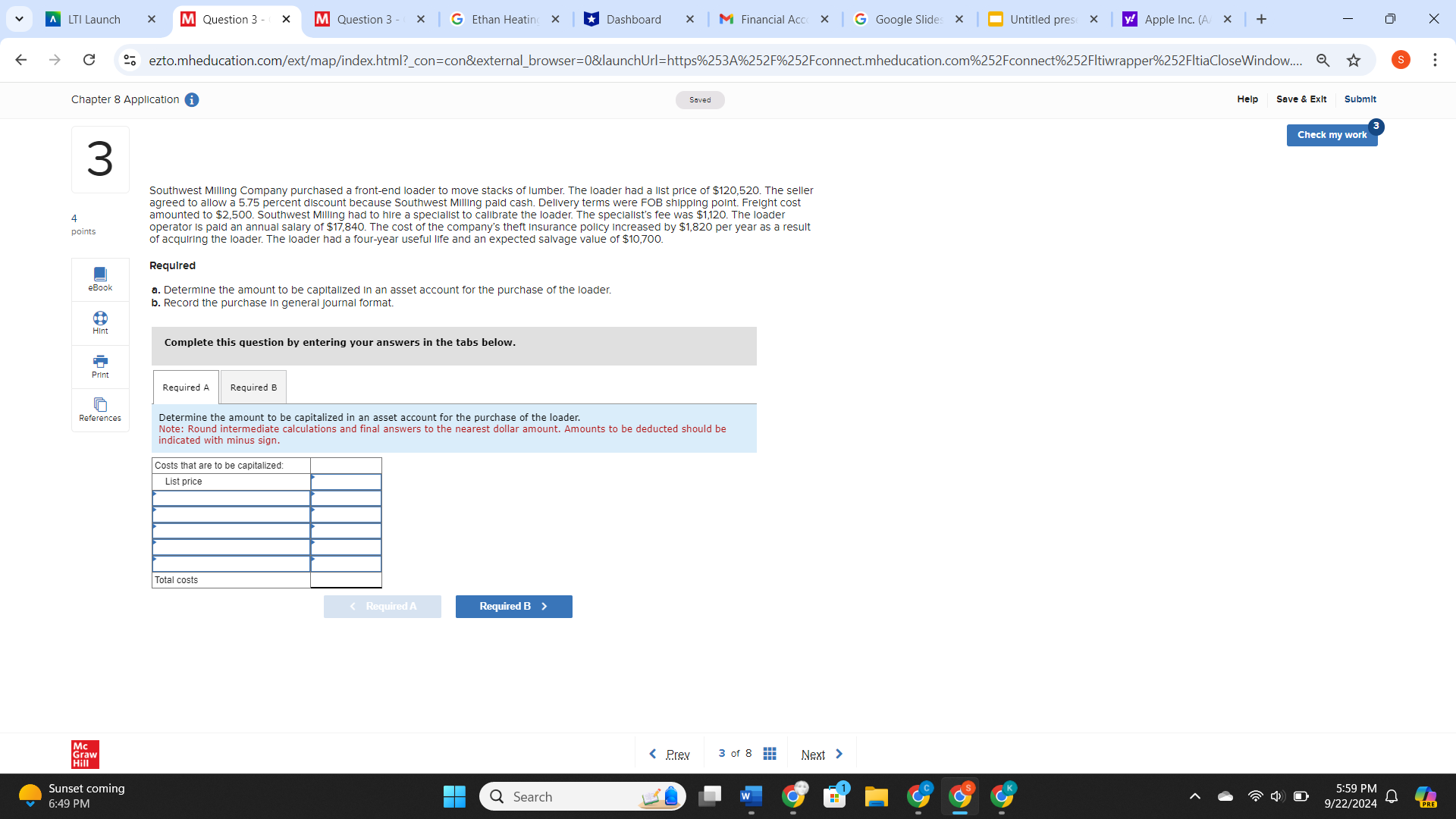 CH. 8 APPLICATION question 3 v I maunch x [
