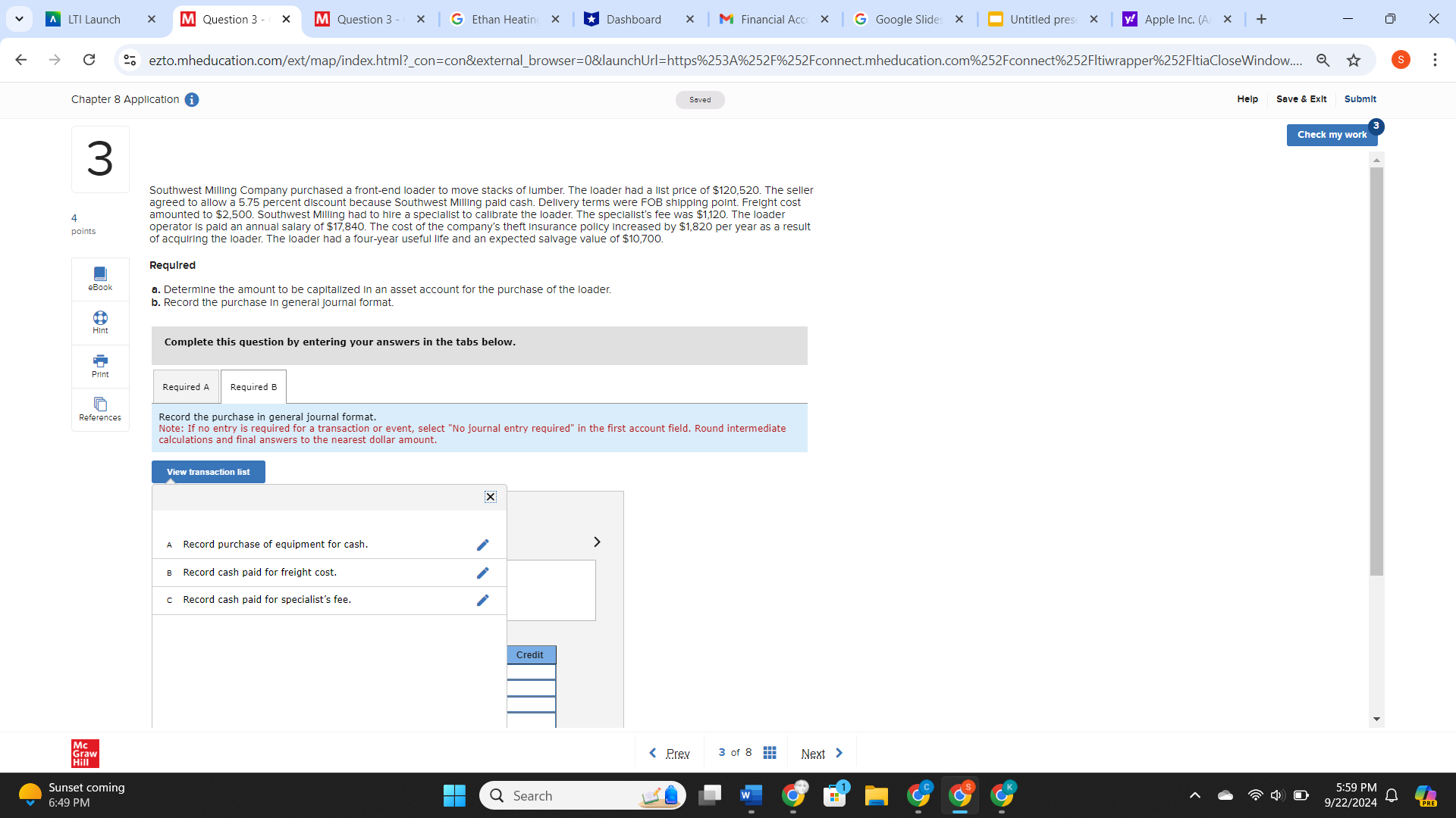 CH. 8 APPLICATION question 3 v I maunch x [