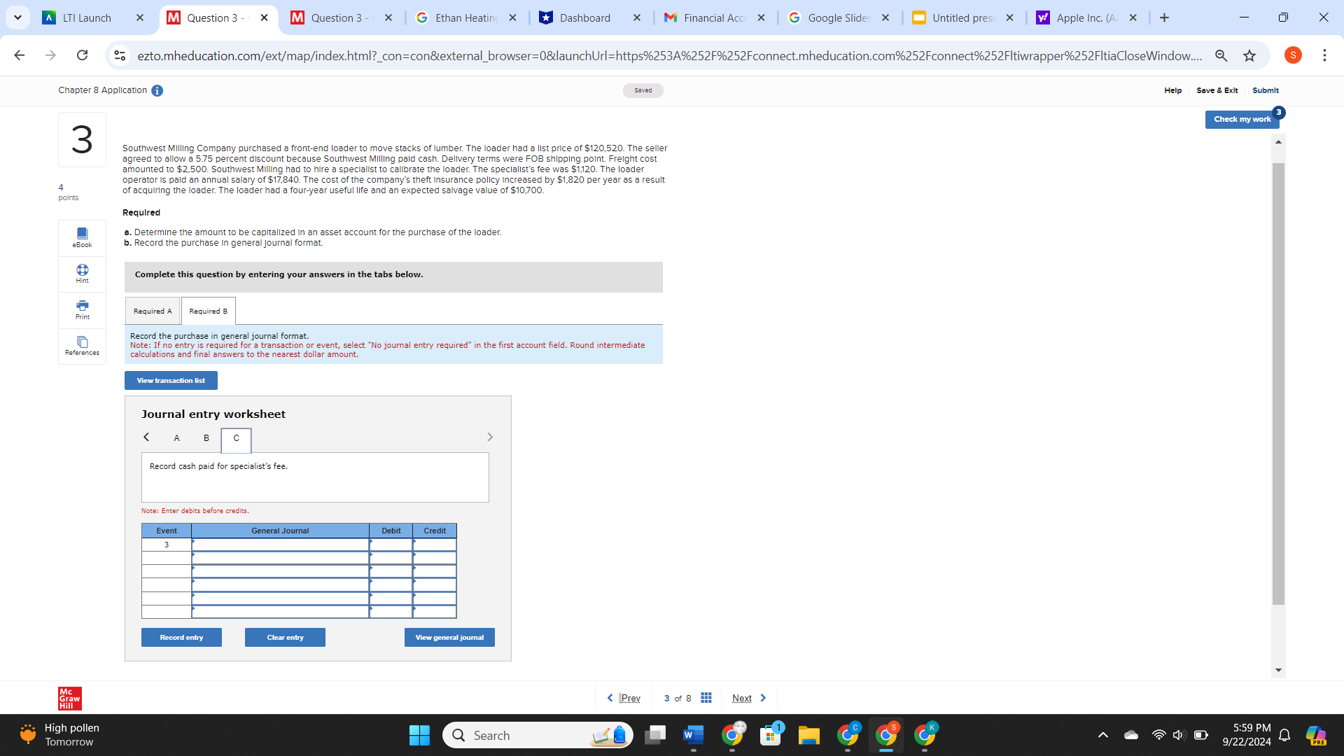CH. 8 APPLICATION question 3 v I maunch x [