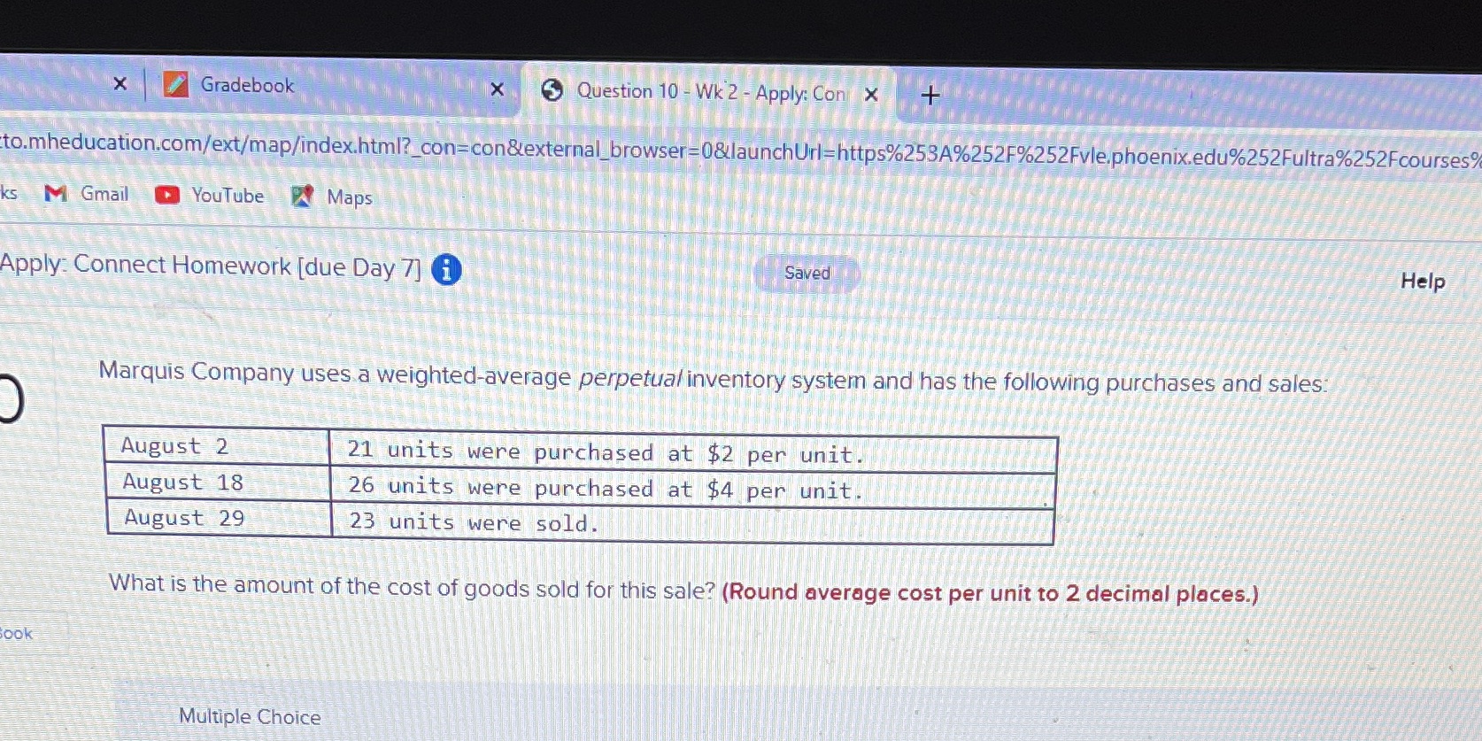 X Gradebook X Question 10 - Wk 2 - Apply: Con X +