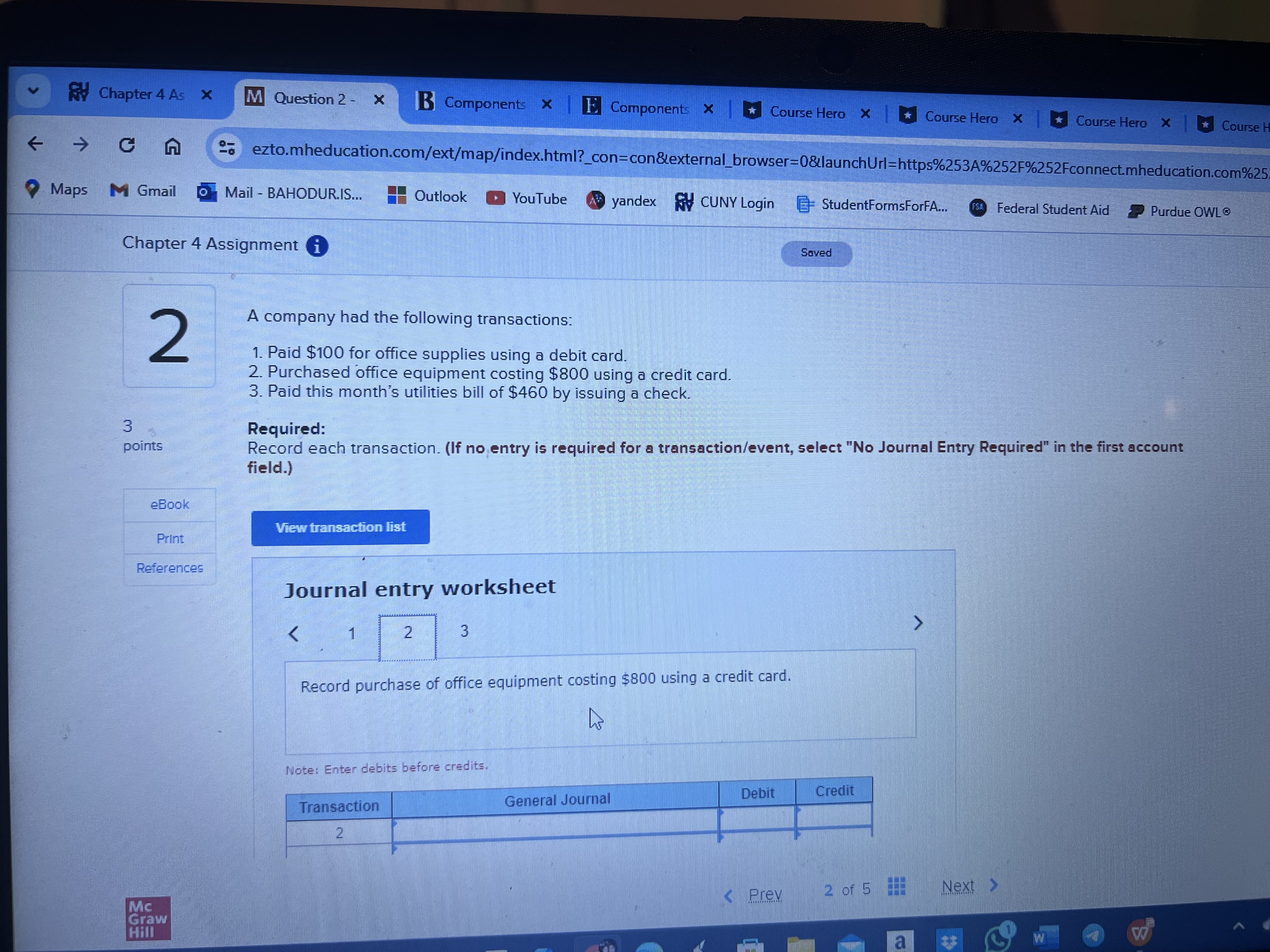 * Course Hero X -> CA