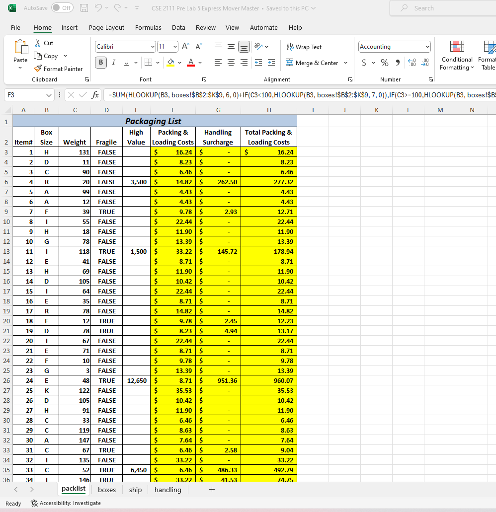 * AutoSave Off) H . = CSE 2111 Pre Lab 5 Express