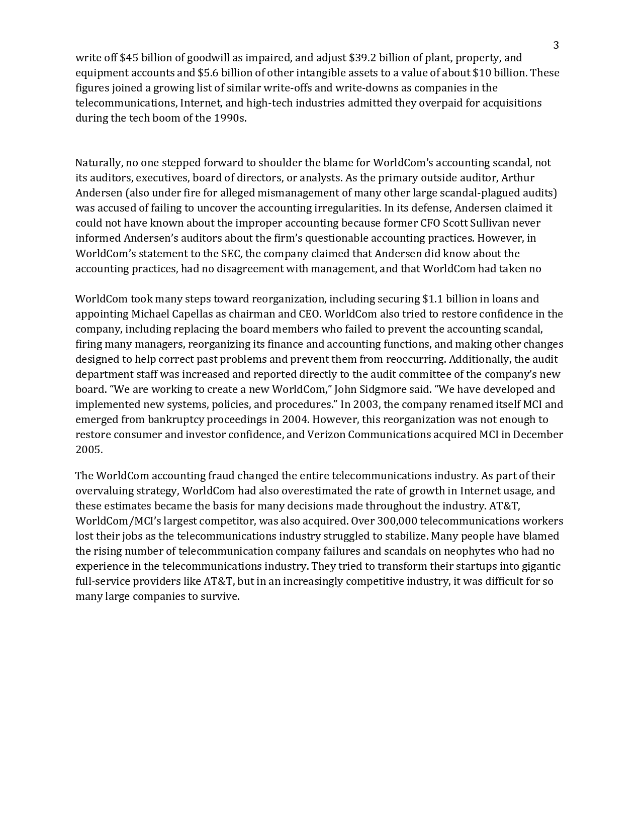 Cases 1: WorldCom Unfortunately for thousands of