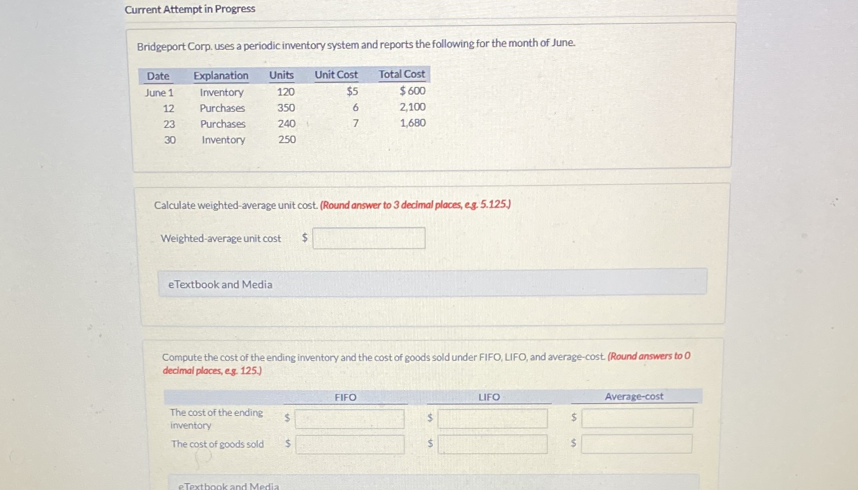 Current Attempt in Progress Bridgeport Corp. uses