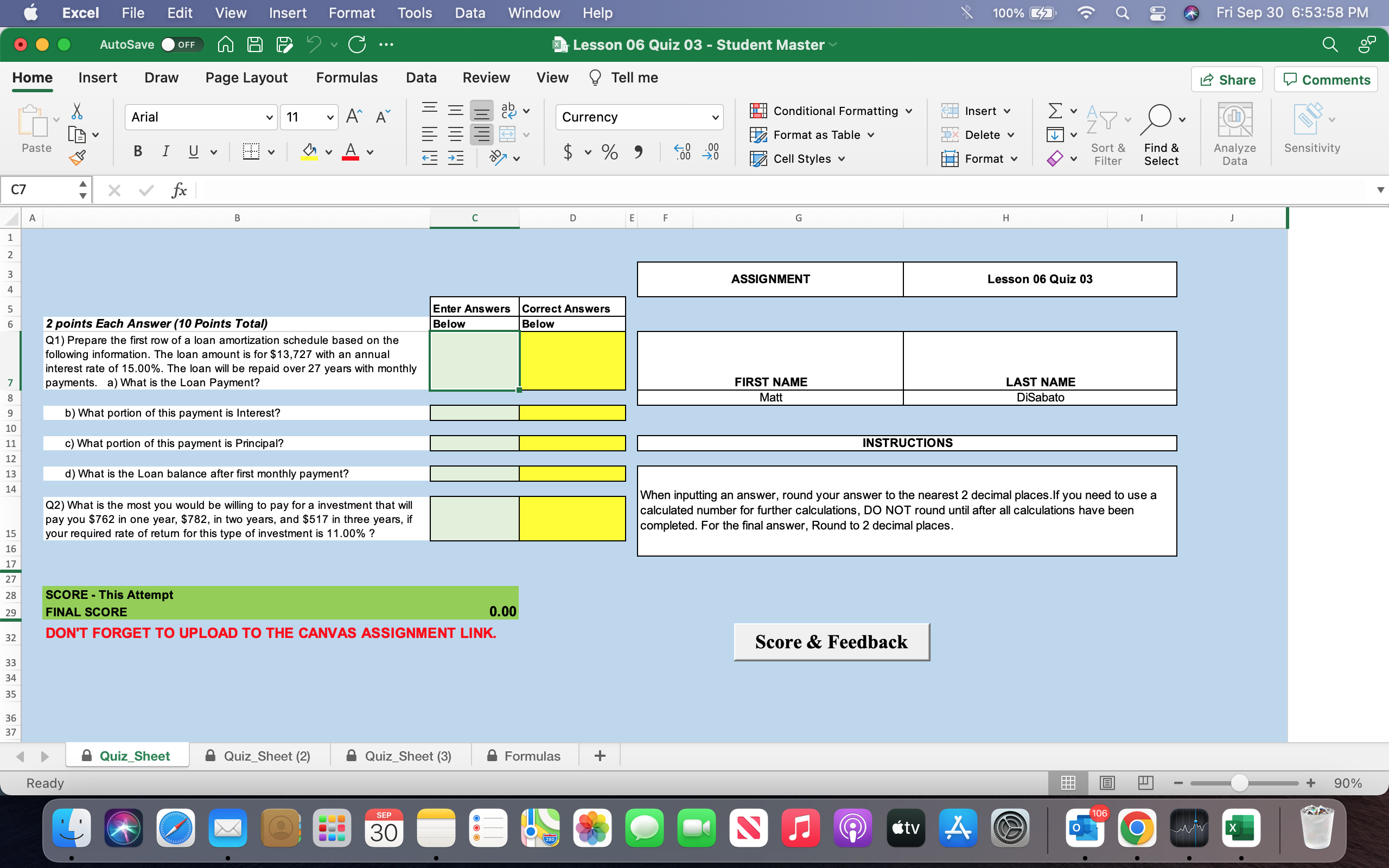 Excel File Edit View Insert Format Tools Data