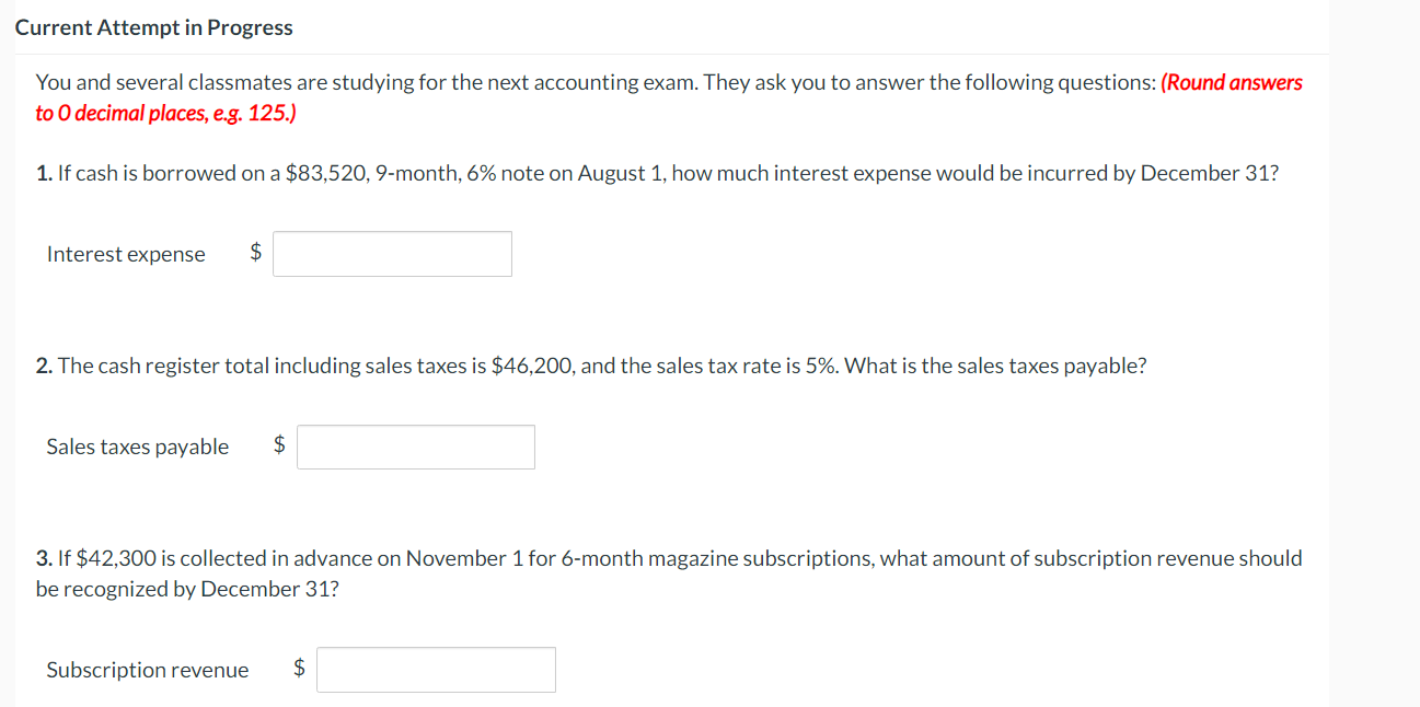 Current Attempt in Progress You and several