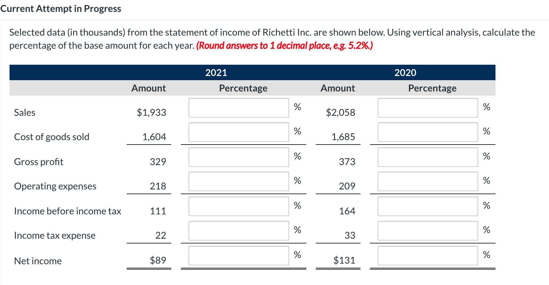Current Attempt in Progress Selected data (in