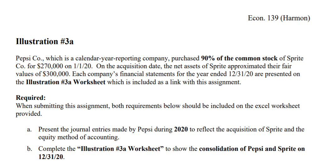 Econ. 139 (Harmon) Illustration #3a Pepsi Co.,
