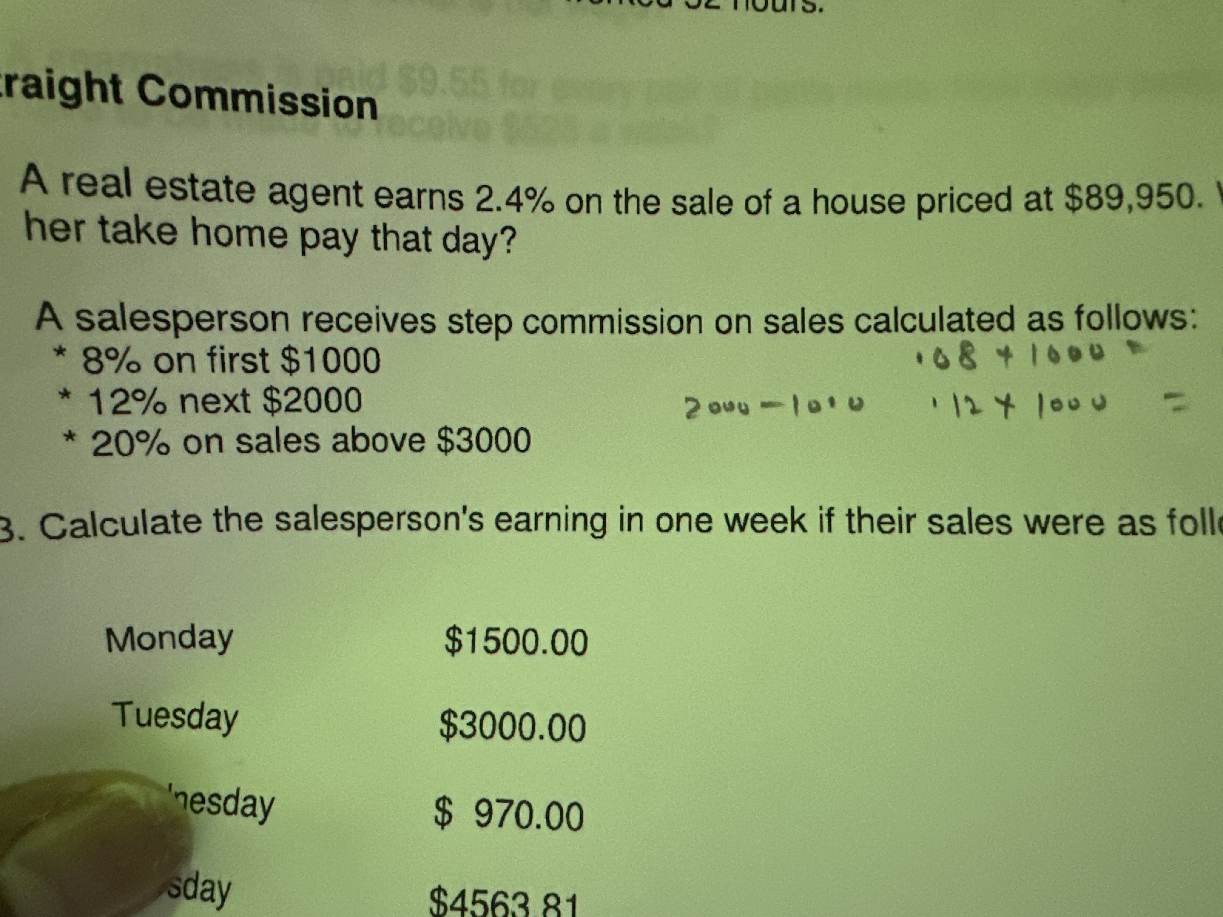 raight Commission $9.55 to ecoive A real estate