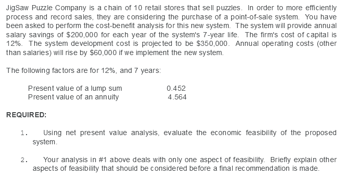 .ligSaw Puzzle Company is a chain of 1d retail