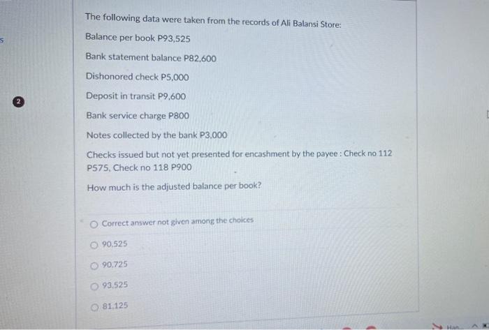 The following data were taken from the records of