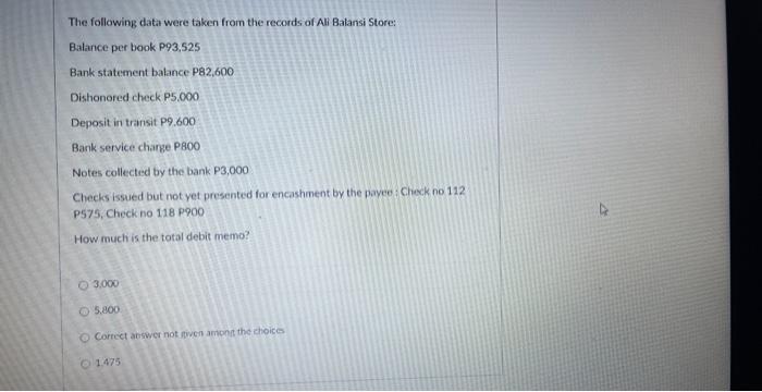 The following data were taken from the records of