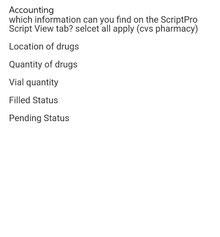 Accounting which information can you find on the