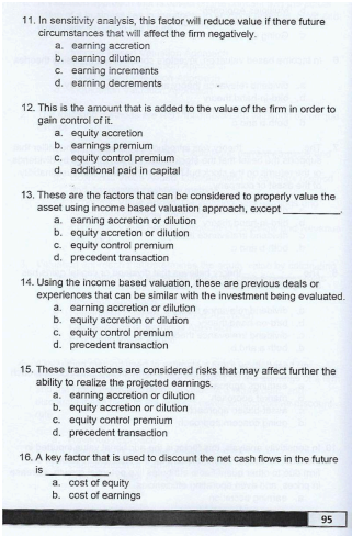 ANSWER STATEMENT 30. Capitalized earnings only