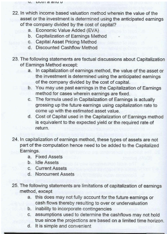 ANSWER STATEMENT 30. Capitalized earnings only