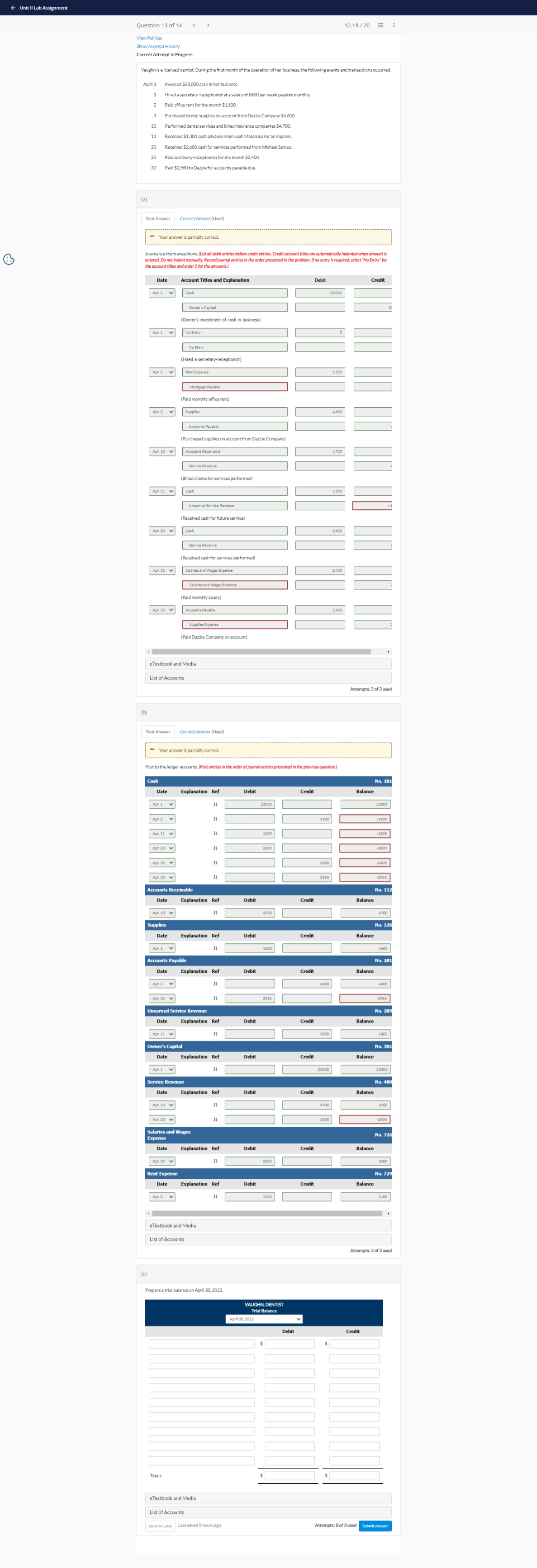 need help with section c trial balance proper