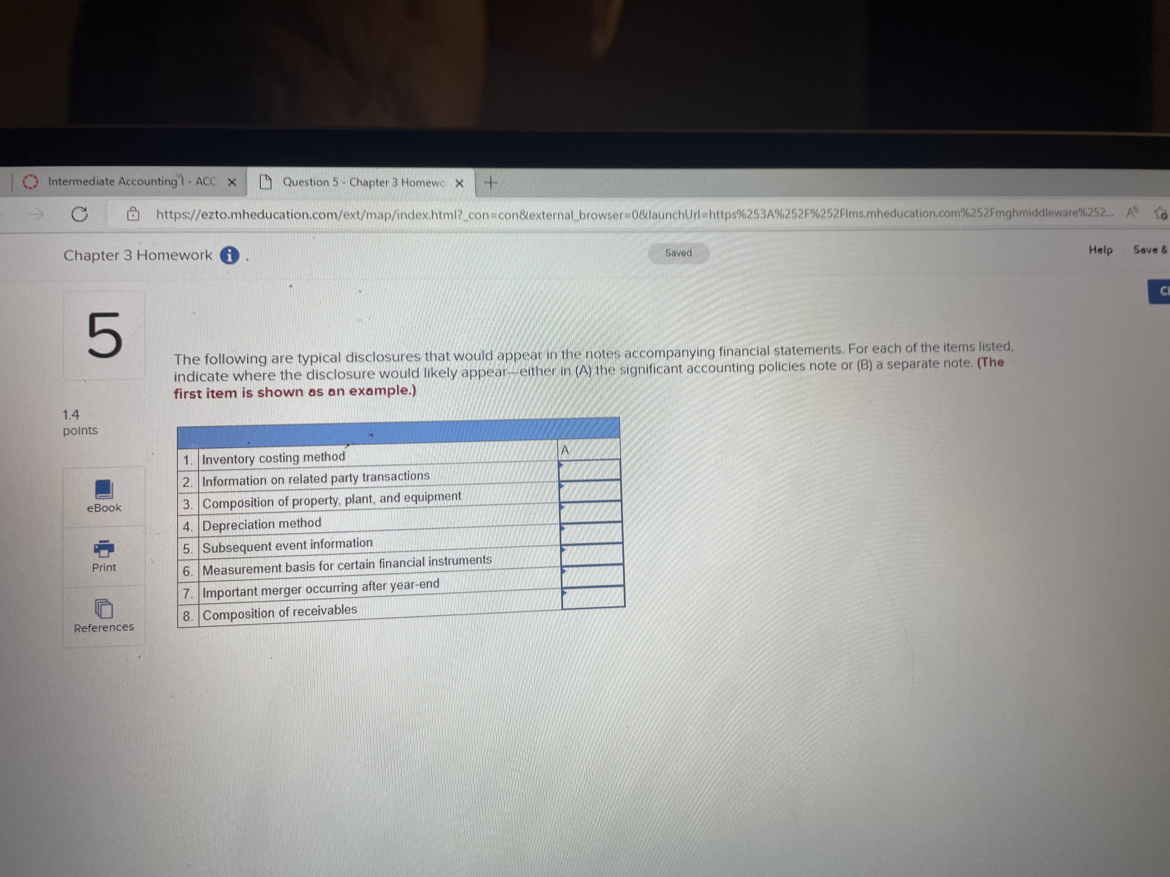 Intermediate Accounting 1 - ACC. X Question S -