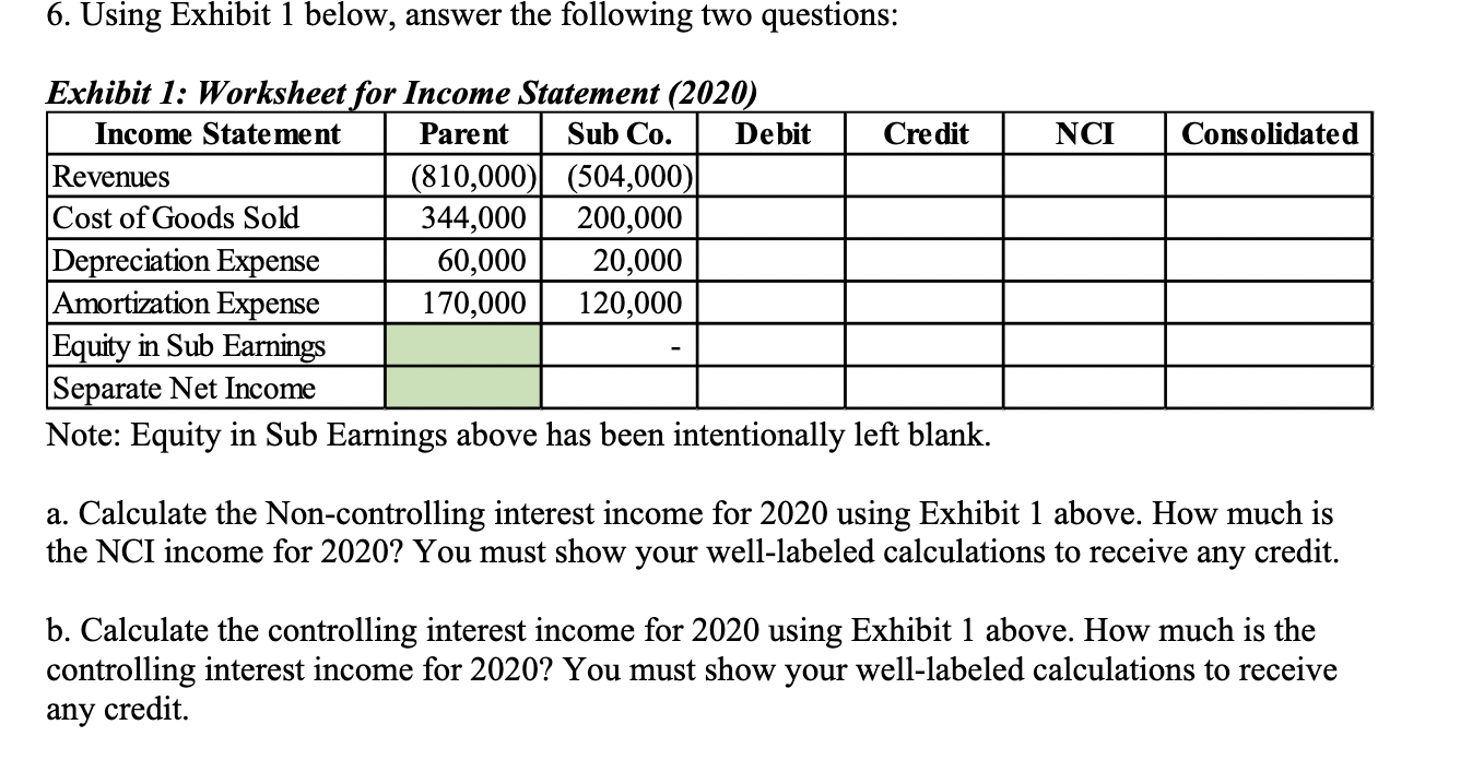 6. Using Exhibit 1 below, answer the following