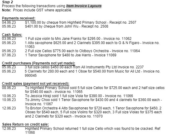 Step 2 Process the following transactions using
