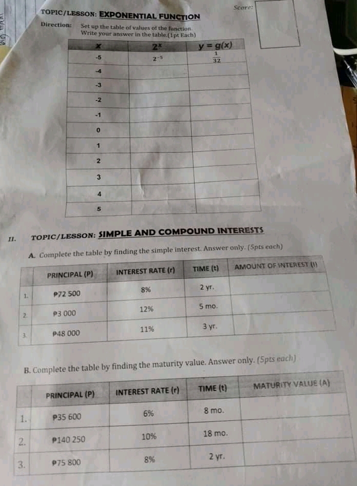 Please answer it. Thank you TOPIC/LESSON: