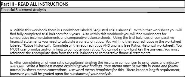 Part III - READ ALL INSTRUCTIONS Financial
