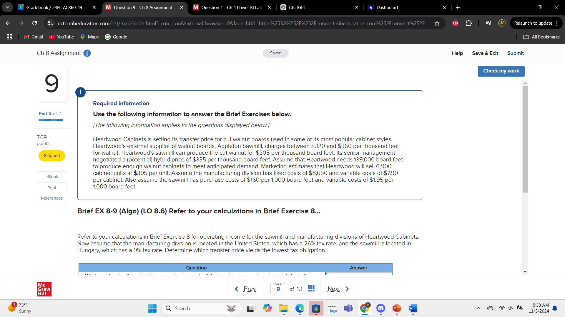 A Gradebook / 24FL-AC360-44 - X M Question 8 - Ch