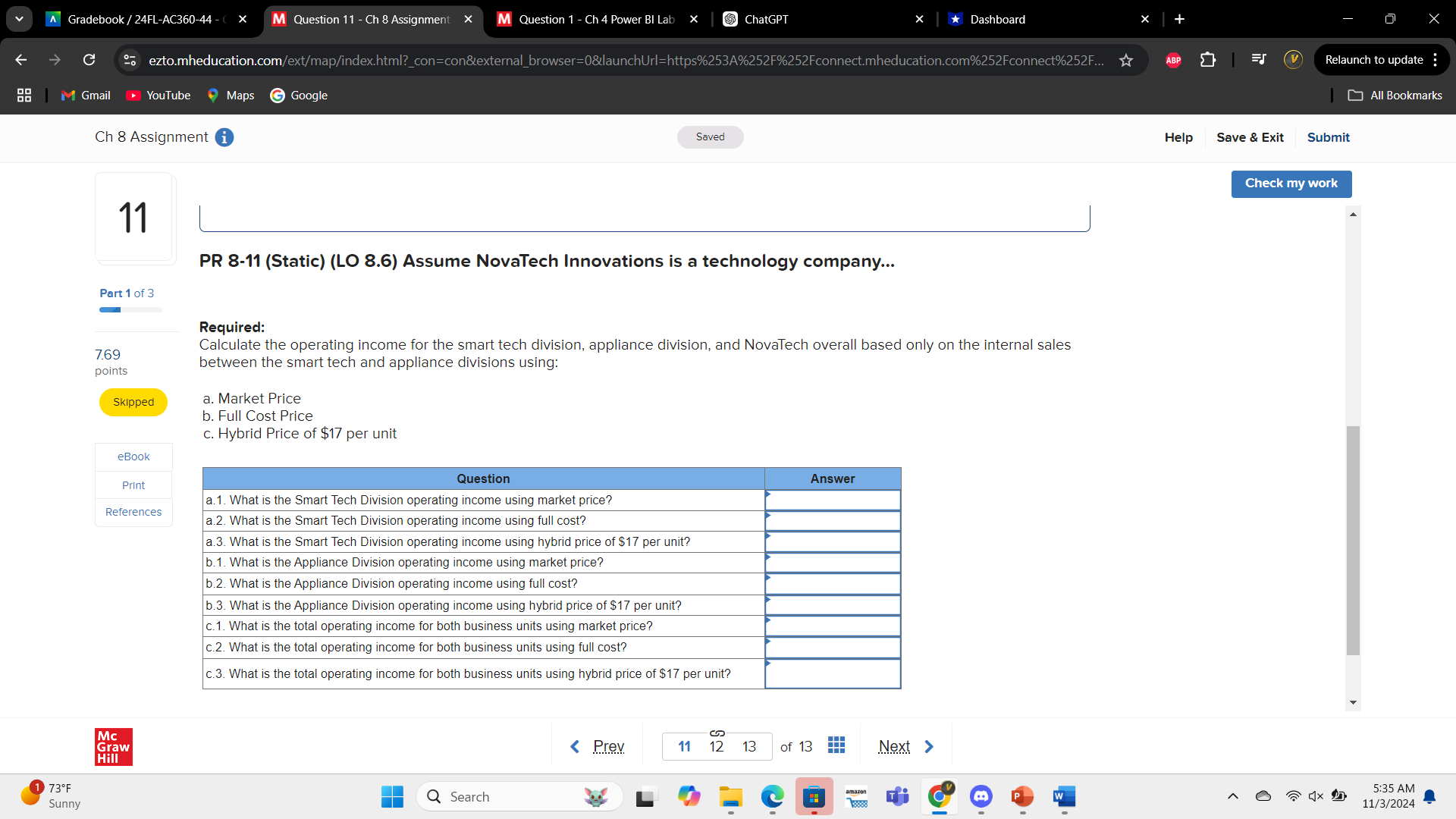 A Gradebook / 24FL-AC360-44 - X M Question 8 - Ch