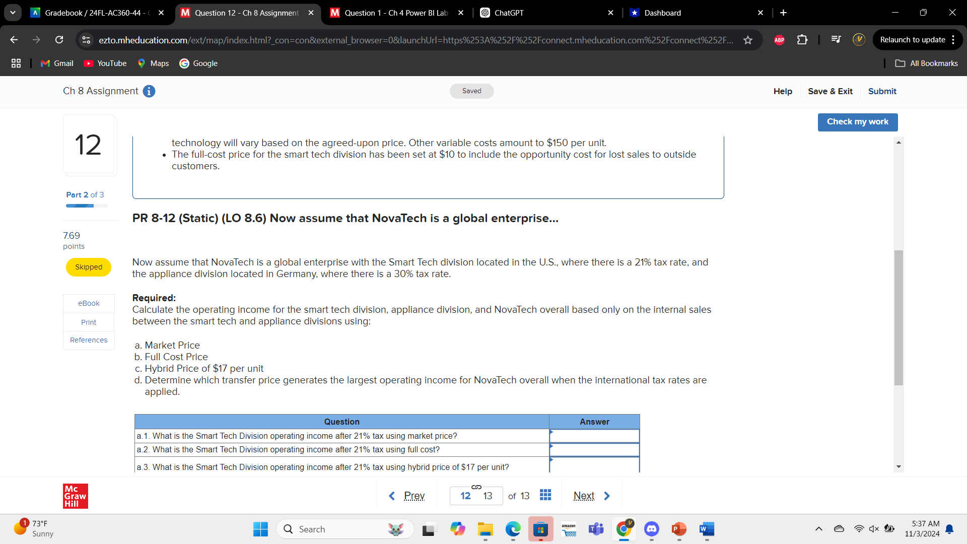 A Gradebook / 24FL-AC360-44 - X M Question 8 - Ch