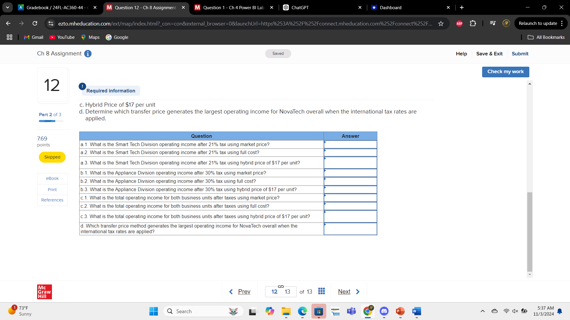 A Gradebook / 24FL-AC360-44 - X M Question 8 - Ch